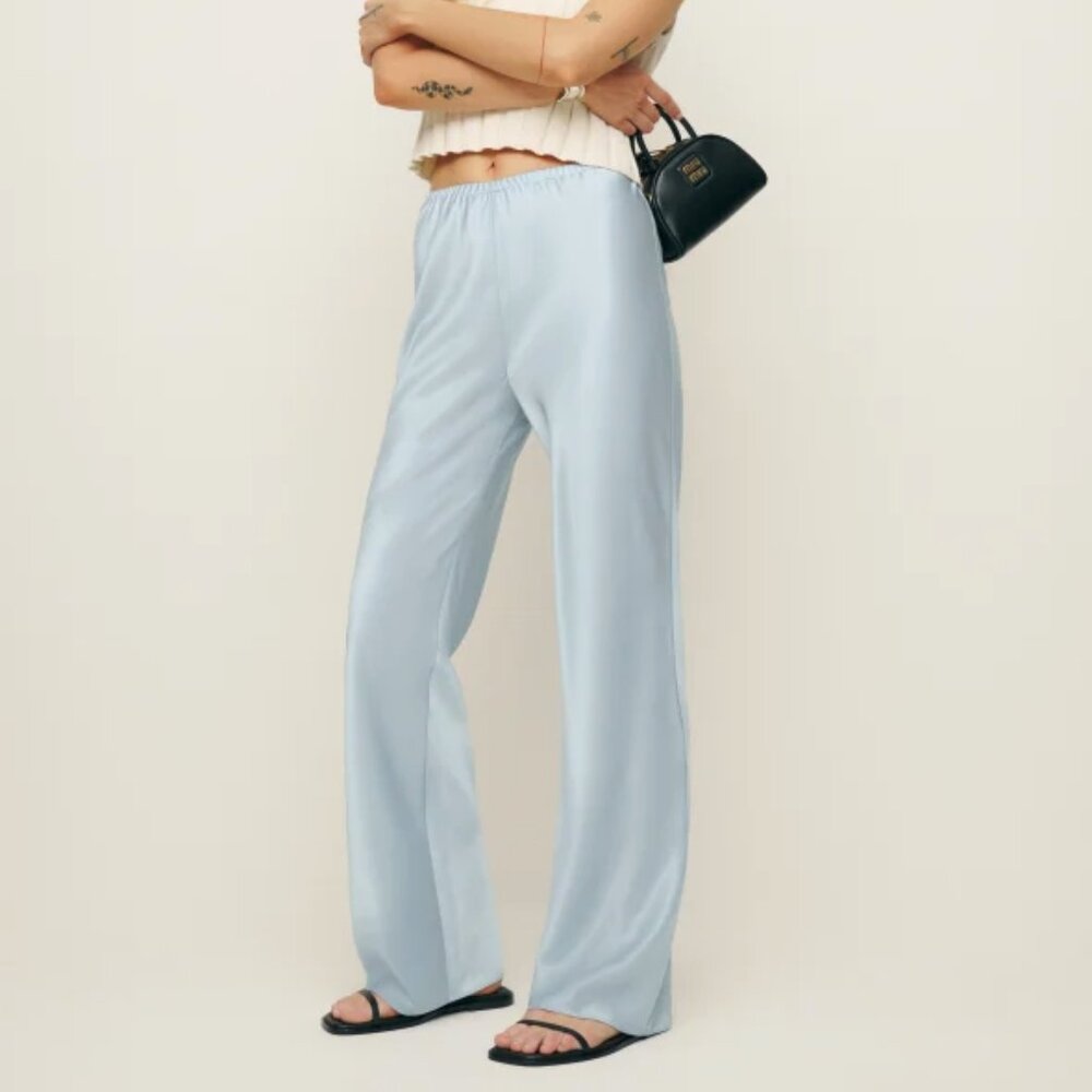 Reformation Gale Satin Mid Rise Bias Pant